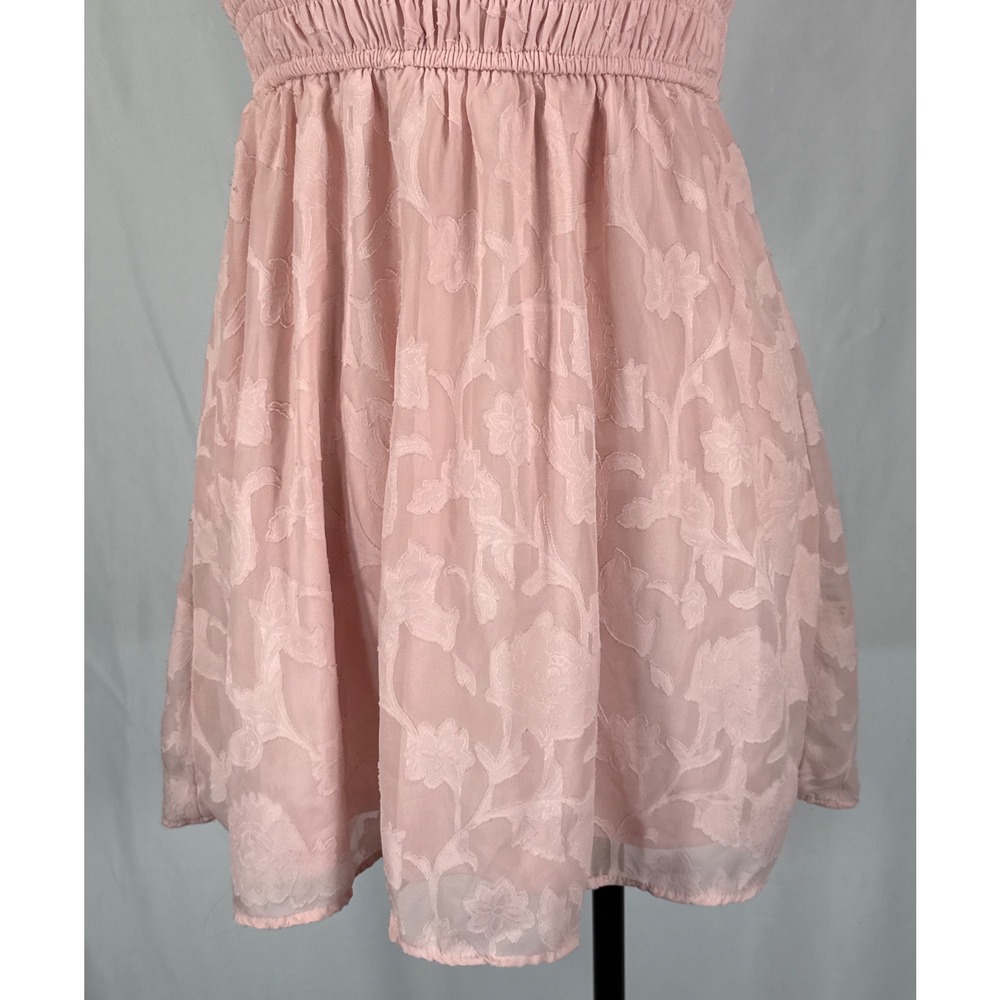 Inspired Hearts Pink Floral Burnout Smocked Mini Dress Small Cottagecore Fairy - Picture 3 of 9